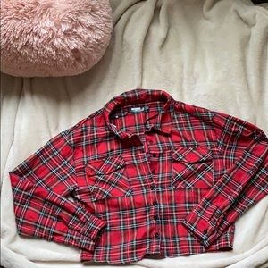Missguided Tall Cropped Plaid Button Down